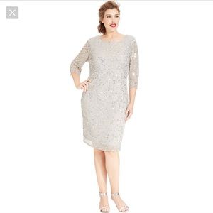 Pisarro Nights embellished silver cowlback sheath